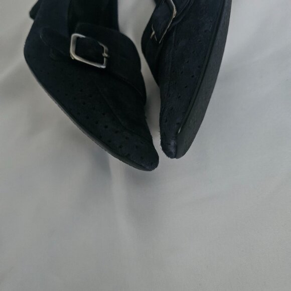 Vaneli Navy Blue Suede Buckle Square-Toe Low Kitten Heel Pumps Women's Size 9M - Picture 5 of 14